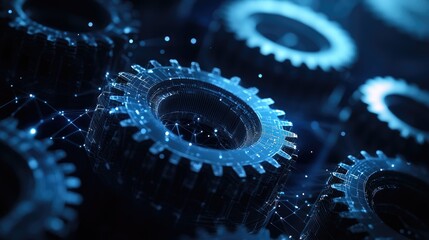 Aufkleber - Gears network communicating with each other in the digital world