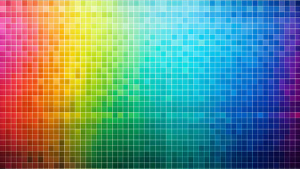 Poster - spectrum burst: a vibrant mosaic of rainbow hues explodes across a digital canvas, evoking a sense o