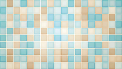 Poster - blue and beige tile mosaic: a calming and elegant background, this seamless pattern of blue and beig