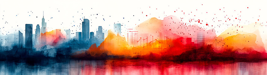 Abstract Watercolor Website Dashboard with Banner Performance Metrics and Conversion Data