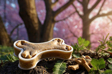 Dog Bone Shaped Snack in Forest