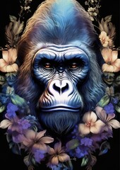 Sticker - Gorilla with flowers 