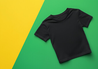 Canvas Print - a black t shirt with a yellow and green background