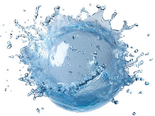 Wall Mural - water splash orb with bubbles isolated transparent background