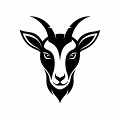 Sticker - Goat head minimal logo, Goat face silhouette vector illustration