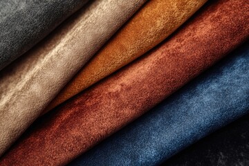 Stack of Different Colored Suede Fabric