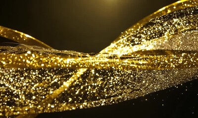 Poster - Dazzling trails of golden sparkles dancing through the air in an enchanting display of light and movement. Generative AI