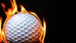 © Wimon - Dynamic shot of a golf ball blazing with flames, creating a striking contrast against the dark black background