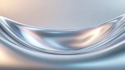 Wall Mural - A silver surface with a wave pattern. The surface is reflective and shiny