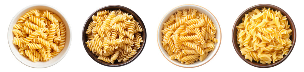 Bowl of pasta top view, PNG set