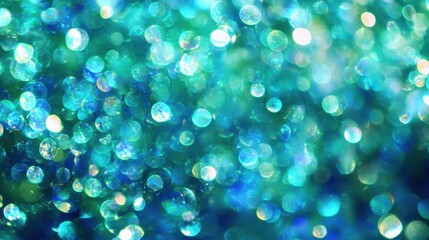 Wall Mural - Shimmering teal bokeh lights texture for backgrounds