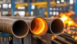 © Jayda_ArtistryHub - Close-up of steel pipes in a factory, showcasing industrial craftsmanship and modern manufacturing techniques.