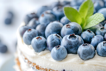 Wall Mural - Blueberries cake close-up commercial advertising photo