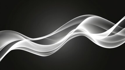 Wall Mural - Elegant silver waves on black background