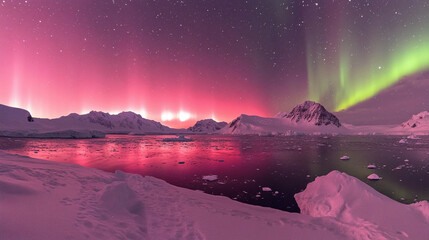 Wall Mural - aurora borealis over the lake