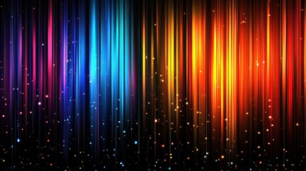 Wall Mural - Vibrant spectrum light streaks with sparkling particles