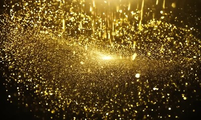 Poster - Mesmerizing golden droplets dance through the air in a magical display of light and motion, captured in a moment of pure artistry at dusk near a tranquil lake. Generative AI