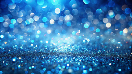 Poster - A vibrant blue backdrop filled with shimmering bokeh lights creates a magical, dreamlike setting, perfect for artistic compositions or design projects