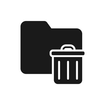 Trash folder icon flat style isolated on white background. Vector illustration