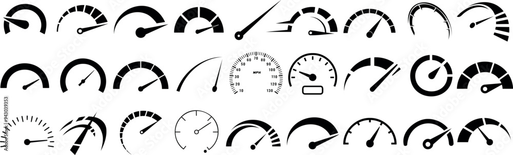 Speed Element Vector Speedometer speed vector icon set, gauge meter, dashboard elements for ...