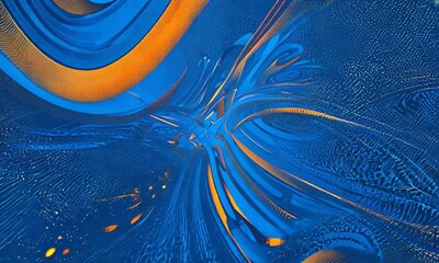 Poster - Explore a mesmerizing fusion of deep blue and vibrant orange in a captivating abstract swirl evoking a sense of movement and depth. Generative AI
