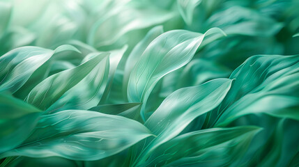 Green foliage background with large leaves forming abstract pattern