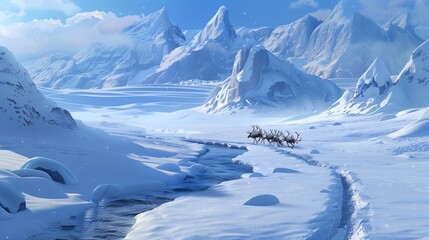 Wall Mural - Enter a world of frozen wonder with the Frozen Tundra, where the beauty of winter is on full display. 
