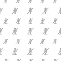 Sticker - Mute microphone icon isolated seamless pattern on white background