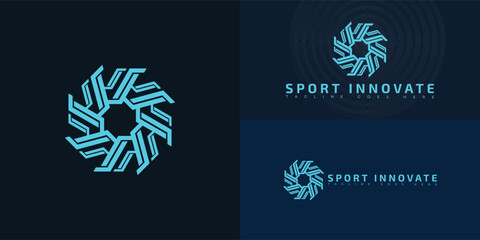 Wall Mural - Modern spiral initial letter SI or IS in blue isolated on multiple background colors. The logo is suitable for sports apparel brand technology research logo design inspiration templates.