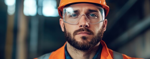 a technician wearing safety goggles and a helmet operates heavy machinery in an industrial environme