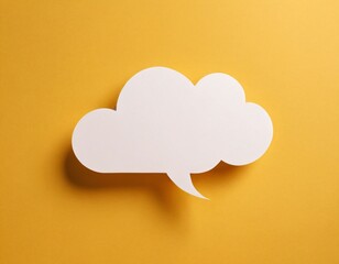 white cloud paper speech bubble shape against yellow background design. Ai generated image