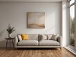 © free - Modern Living Room Interior with Beige Sofa and Abstract Artwork