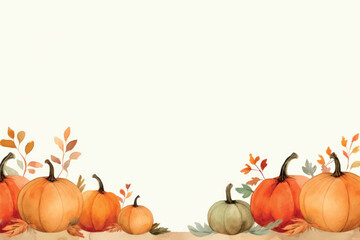 Sticker - Autumn pumpkins watercolor border