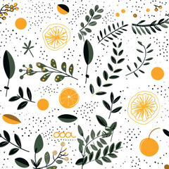 Canvas Print - Botanical citrus seamless pattern