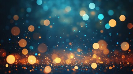 Magical blue orange bokeh lights background