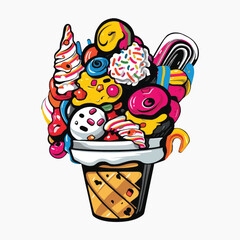 Poster - Colorful ice cream dessert illustration