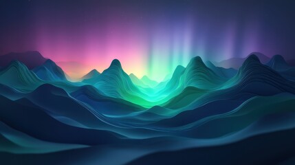 Wall Mural - Abstract Mountains in Dreamy Aurora