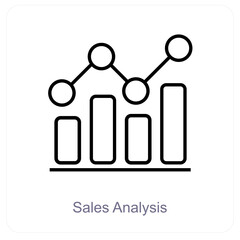 Sales Analysis and diagram icon concept