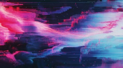 Wall Mural - Abstract digital waves, glitch art style, RGB color scheme, chaotic yet beautiful 