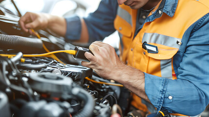 people repair car