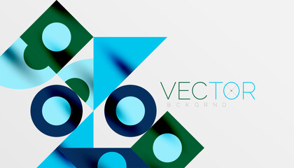 Poster - Colorful triangles circles square geometric design. Abstract background for wallpaper, banner, backdrop, card, book Illustration, landing page