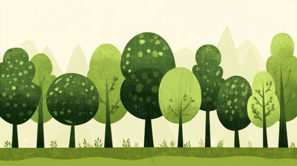 Cartoon Illustration for Children Green Forest Background