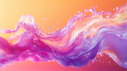 Wall Mural - Purple water waves on an orange gradient background