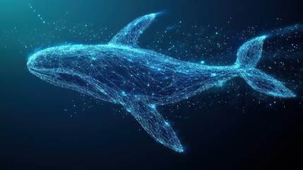 Wall Mural - A blue whale is shown in a computer-generated image