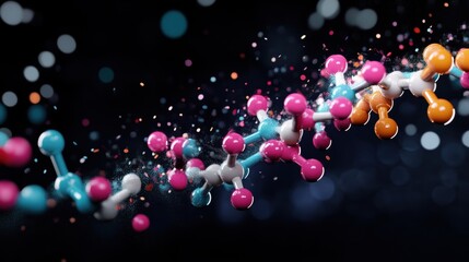 Wall Mural - A digital representation of a chemical formula with elements displayed in their respective colors, emphasizing the visual identification of elements within a molecule.