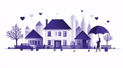 Wall Mural - Flat 2D vector design in purple and blue, explaining life insurance, partial redemption, and tax benefits. Clean, minimalistic style on white background.