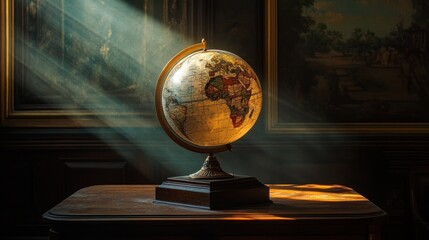 Illuminated Globe on Table