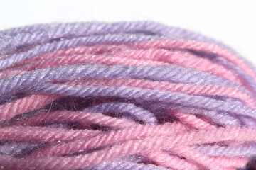 Wall Mural - Close-up of pink and purple wool yarn for knitting or crochet