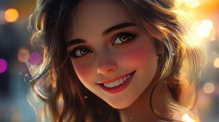 Smiling Woman with Warm Glow