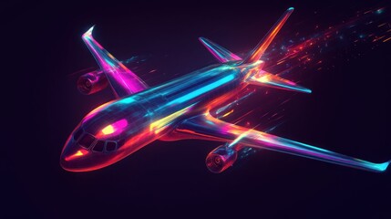 Wall Mural - A colorful airplane is flying through the sky